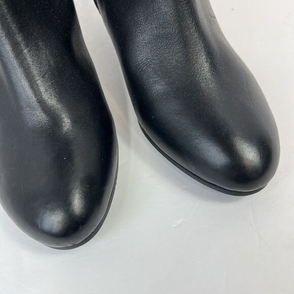 Seychelles Black Leather Tall Knee High Boots Size 9 Heeled Boots Zip Up - Picture 4 of 13